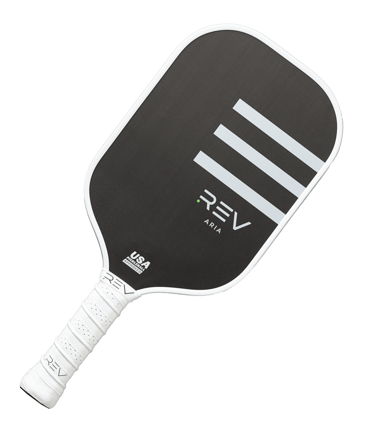 Angled view of the REV ARIA pickleball paddle