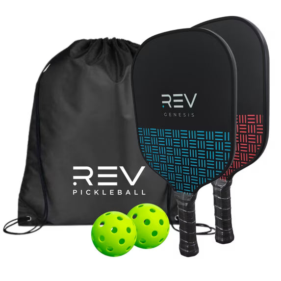 Rev Pickleball Genesis Set – 2 Paddles, 2 Pickleballs, Carry Bag