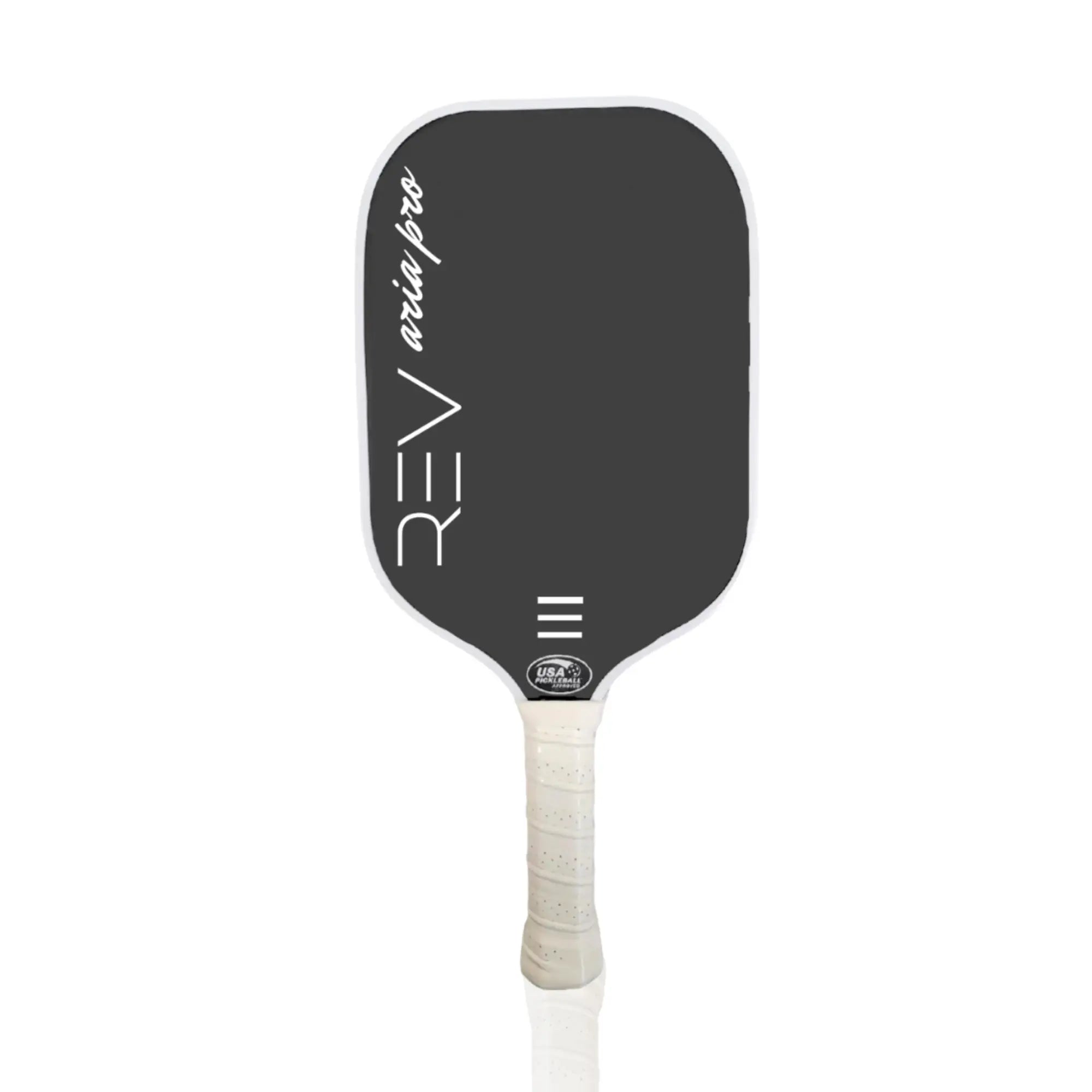 ARIA Pro white pickleball paddle front view with T700 carbon fiber face
