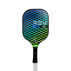 REV ELATION fiberglass pickleball paddle front view with USA Pickleball Approved design