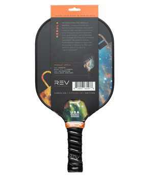 REV NEBULA pickleball paddle retail packaging Medusa variant back view