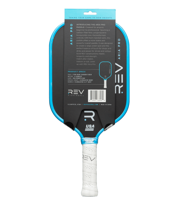Back view of the REV ARIA PRO pickleball paddle with foam-injected thermoformed construction