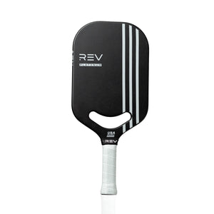 REV Platinum pickleball paddle front view showing edgeless paddle design