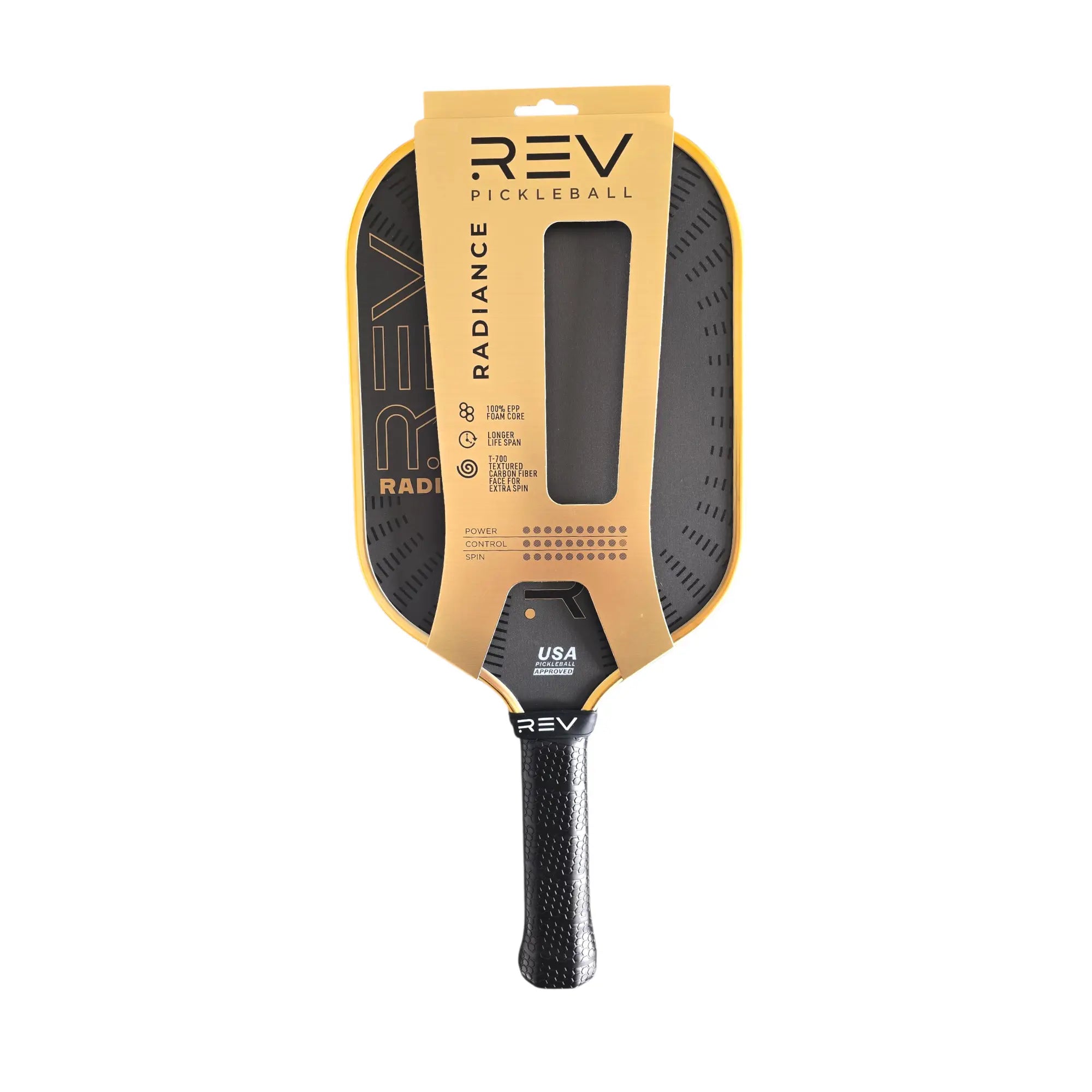 REV RADIANCE foam pickleball paddle with packaging